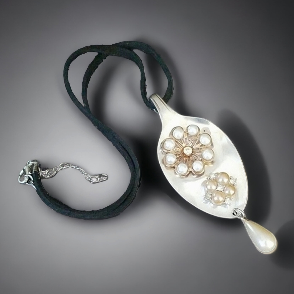 Repurposed Hand Crafted Vintage Spoon Assemblage Necklace
